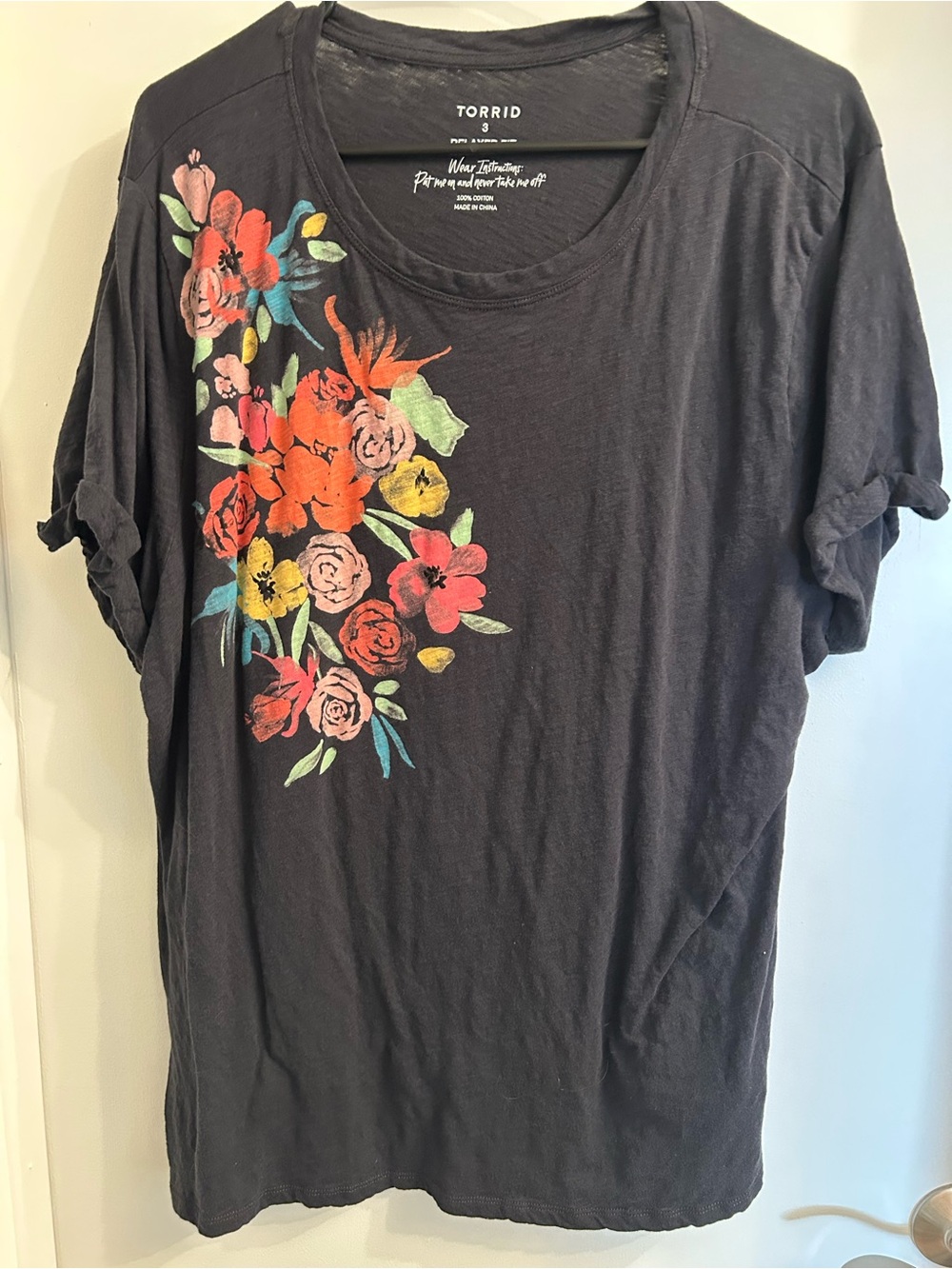 torrid Black Tee with Multicolor Floral Print